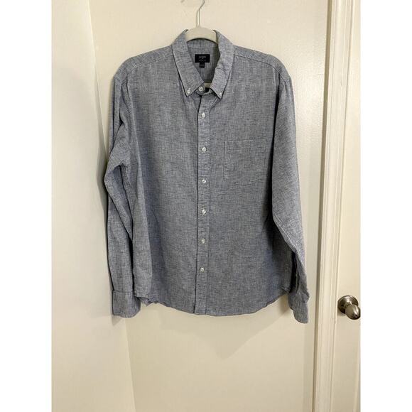 J. Crew Cotton/Linen Blend Button Down Shirt - Size L (EUC) - Picture 1 of 8